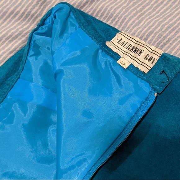 Genuine suede blue skirt by Laurence Roy - Picture 2 of 5